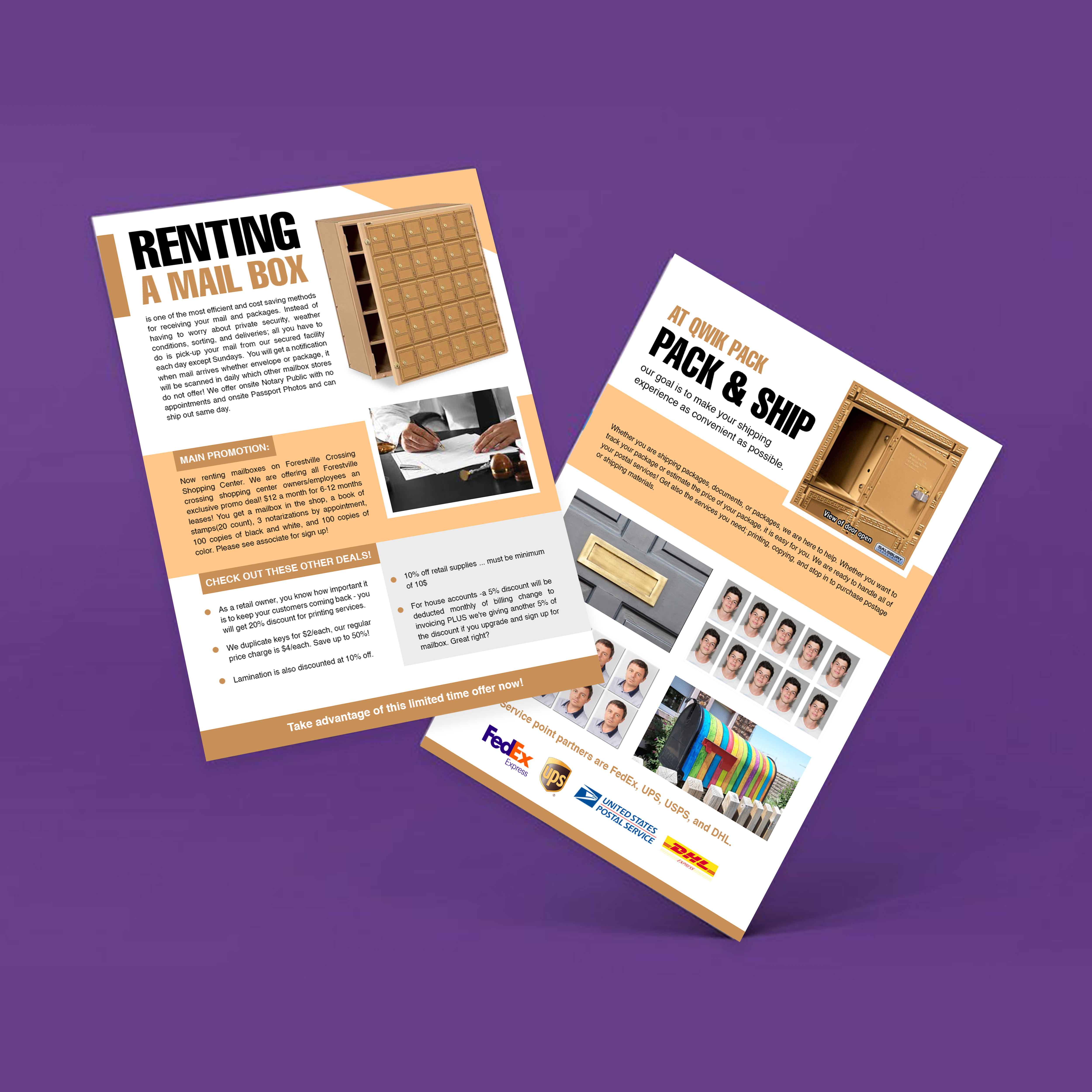 Design de Flyer par TuktukiShree pour Qwik Pack & Ship Raleigh | Design #27697664