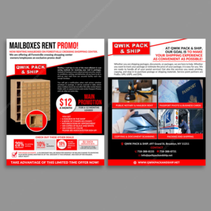 Design de Flyer par DA. pour Qwik Pack & Ship Raleigh | Design : #27697226