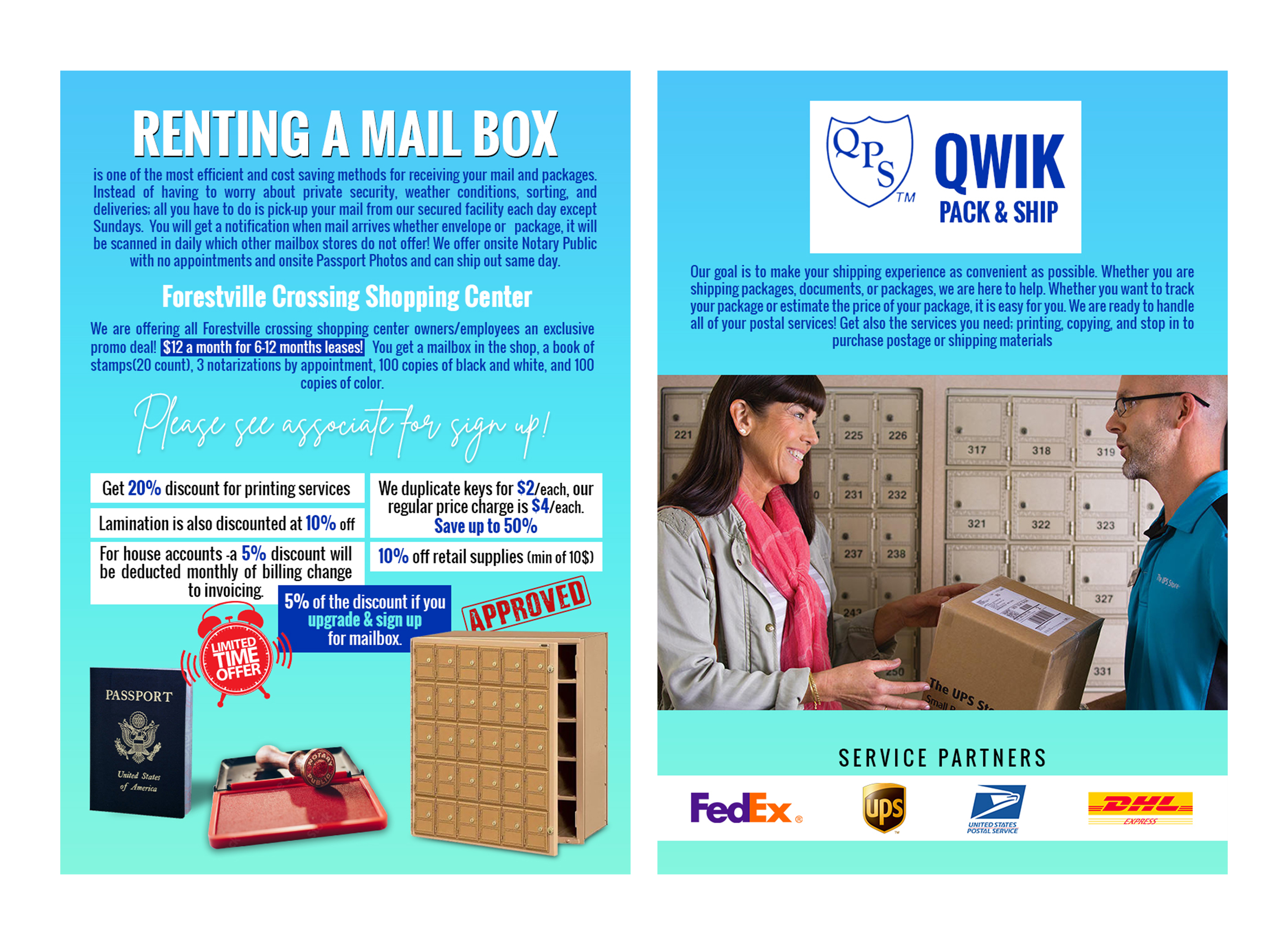 Design de Flyer par Graphic Guy pour Qwik Pack & Ship Raleigh | Design #27699565