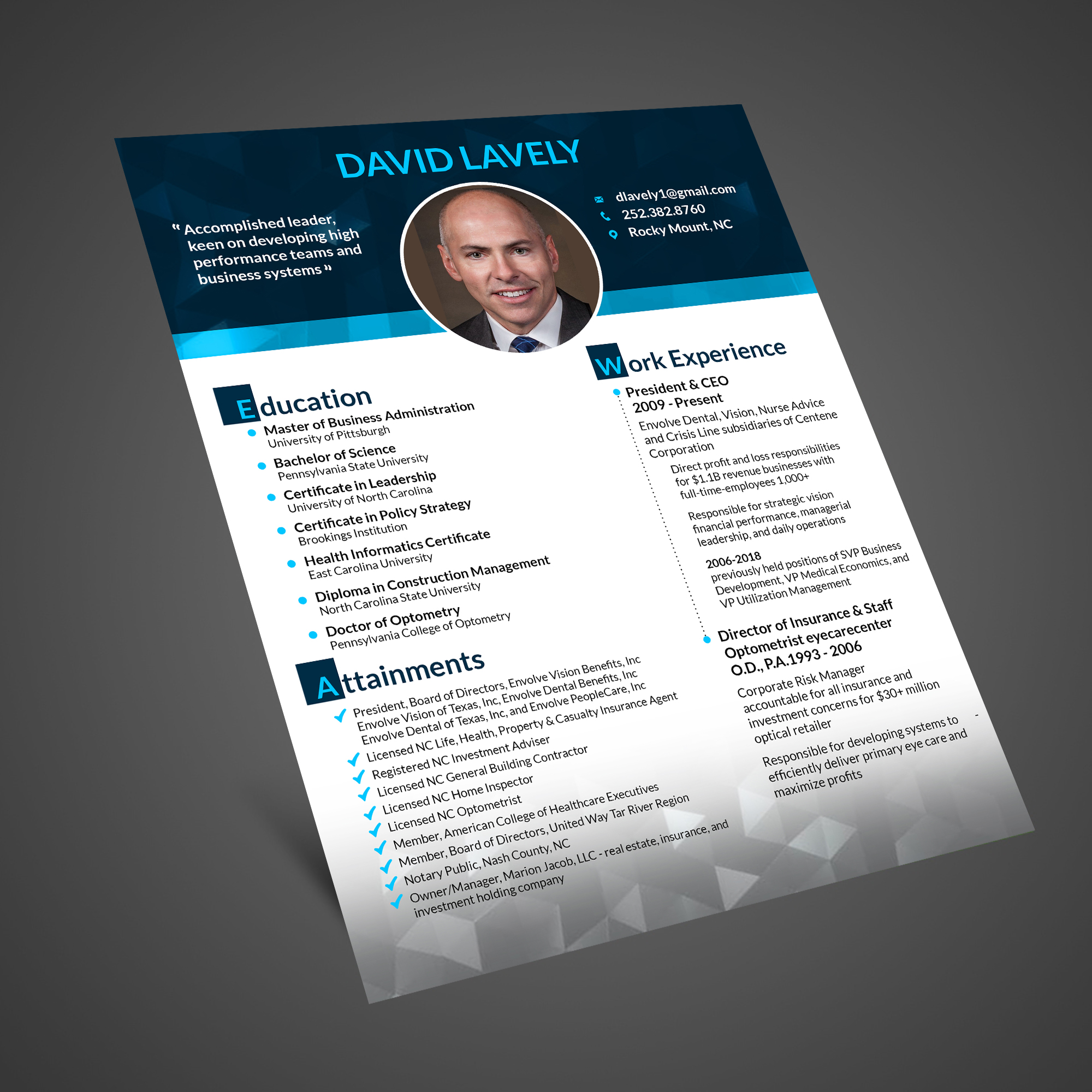 Design de CV par Schöpfer pour ce projet | Design #27705135