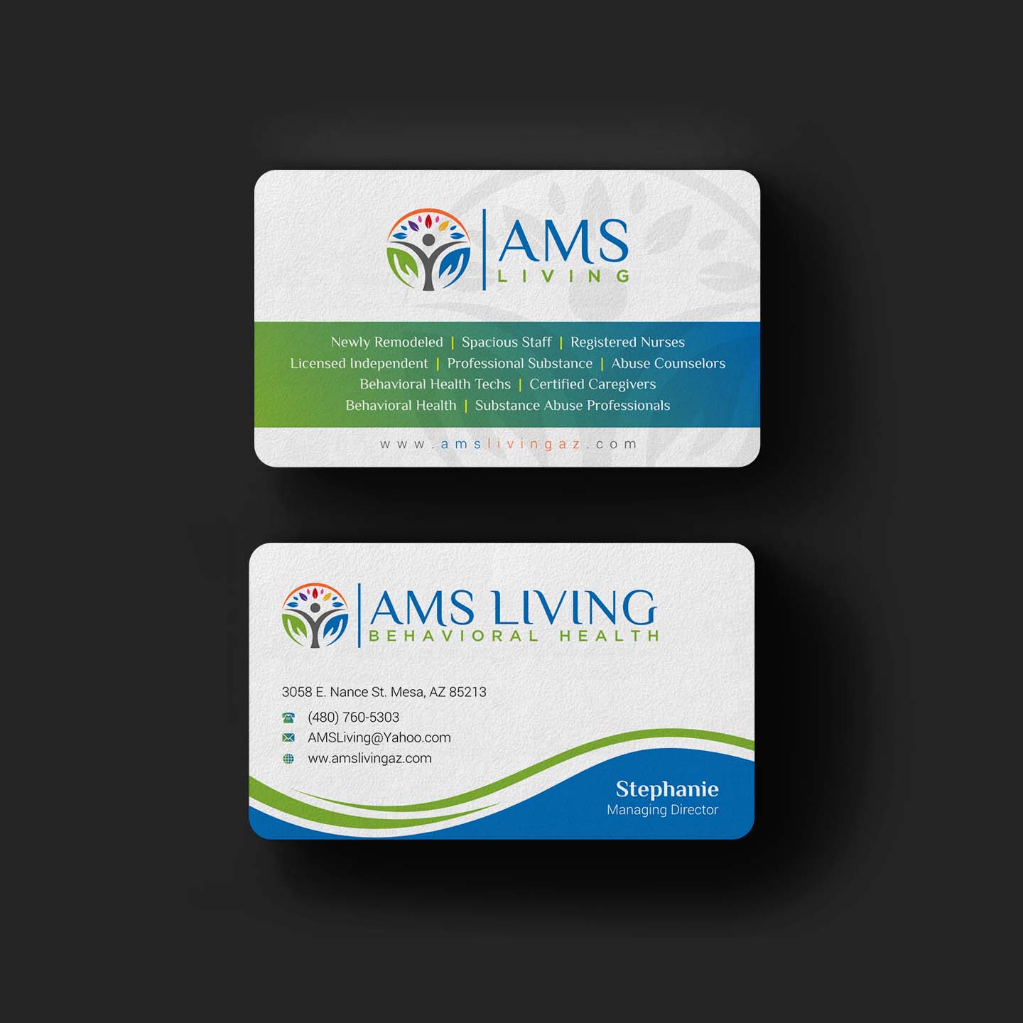 Business Card Design by INDIAN_Ashok for AMS LIVING, LLC  | Design #27703531