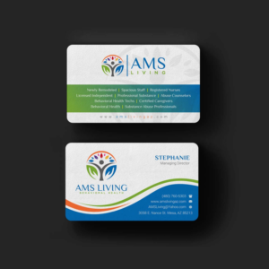 Business Card Design by INDIAN_Ashok for AMS LIVING, LLC  | Design: #27703532