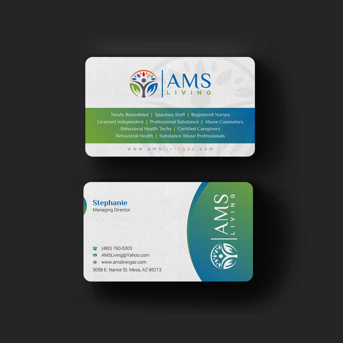 Business Card Design by INDIAN_Ashok for AMS LIVING, LLC  | Design #27703540