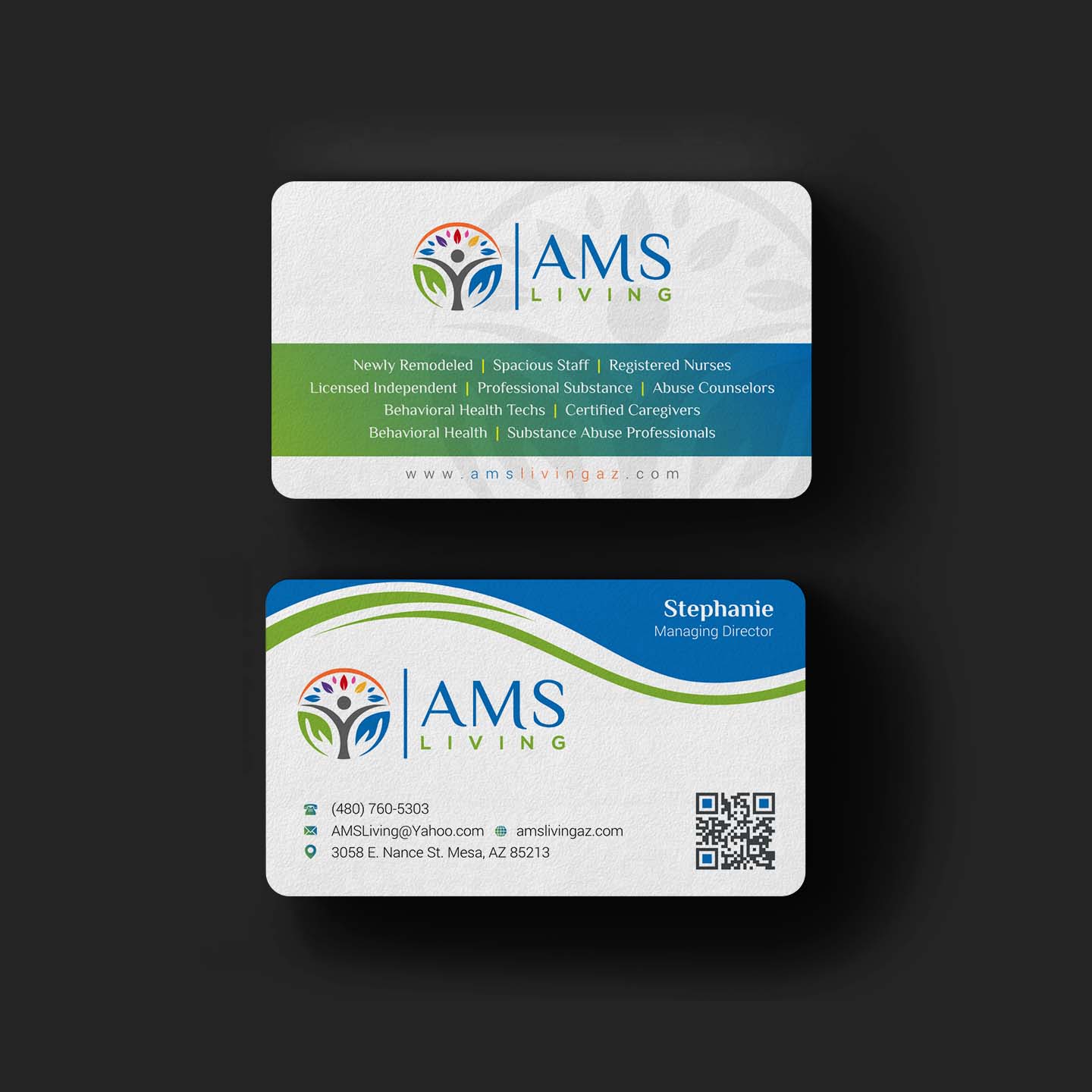Business Card Design by INDIAN_Ashok for AMS LIVING, LLC  | Design #27703542
