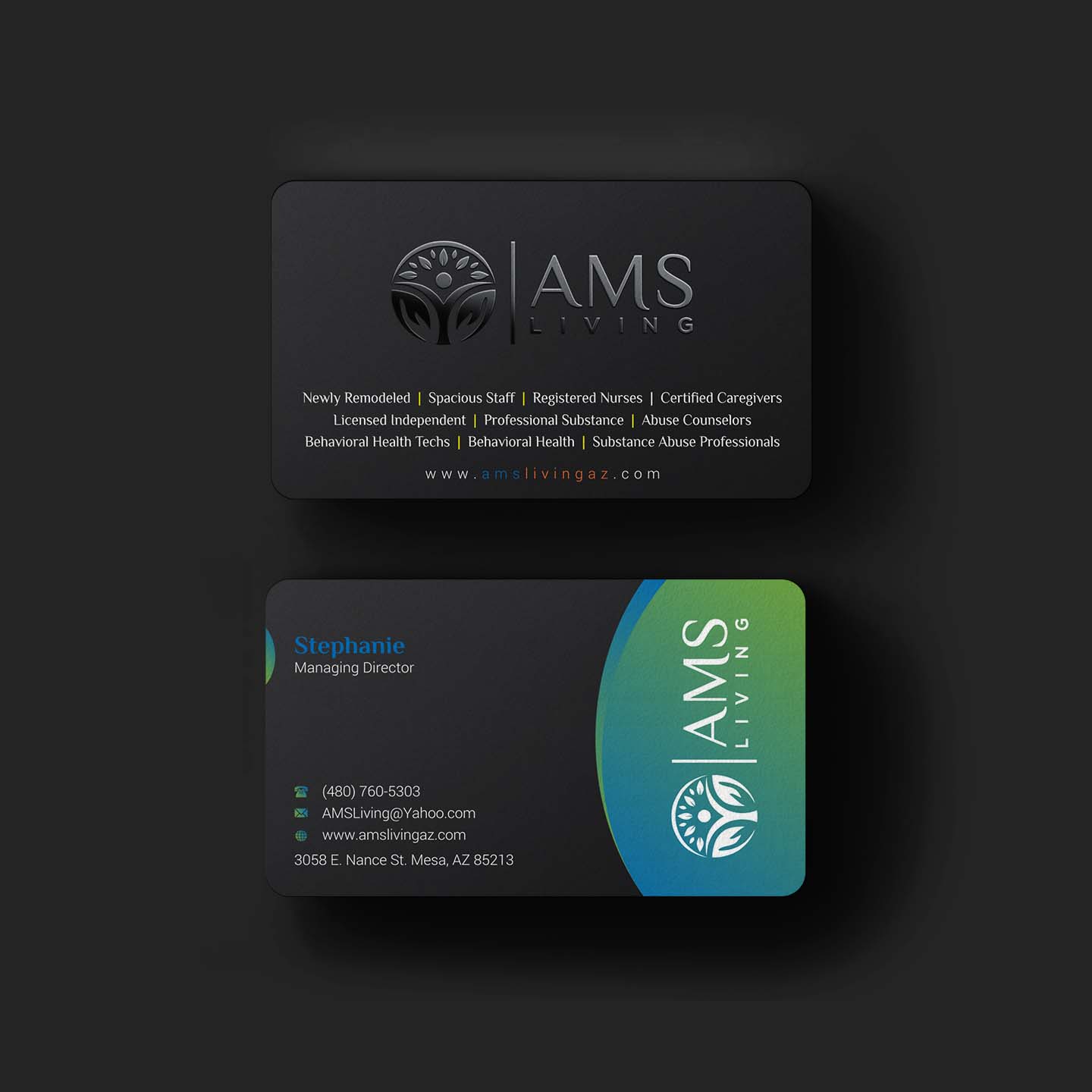 Business Card Design by INDIAN_Ashok for AMS LIVING, LLC  | Design #27703549