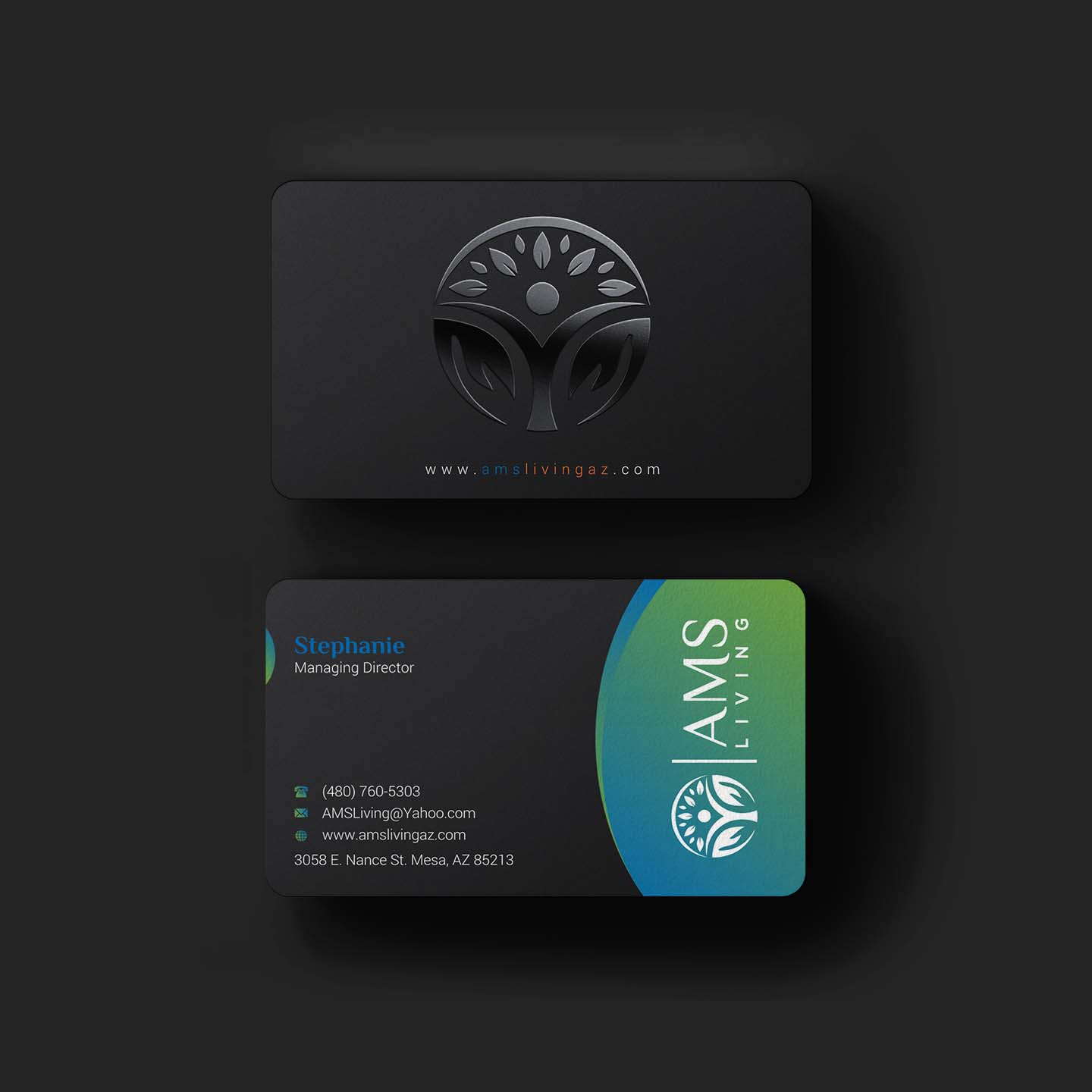 Business Card Design by INDIAN_Ashok for AMS LIVING, LLC  | Design #27703551