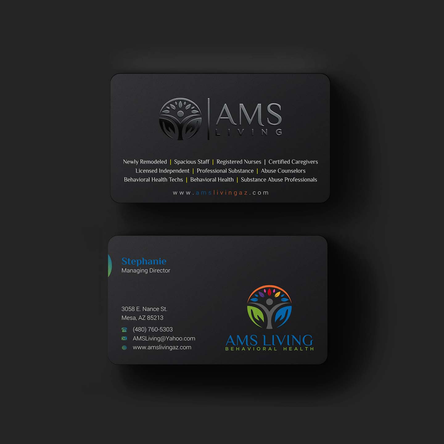 Business Card Design by INDIAN_Ashok for AMS LIVING, LLC  | Design #27703564