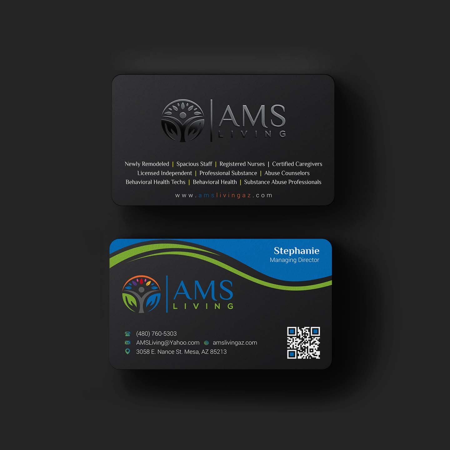 Business Card Design by INDIAN_Ashok for AMS LIVING, LLC  | Design #27703565