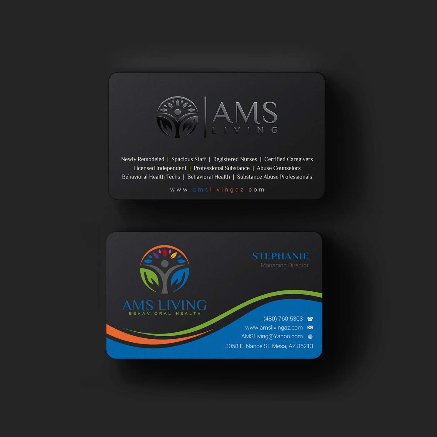 Business Card Design by INDIAN_Ashok for AMS LIVING, LLC  | Design #27703566