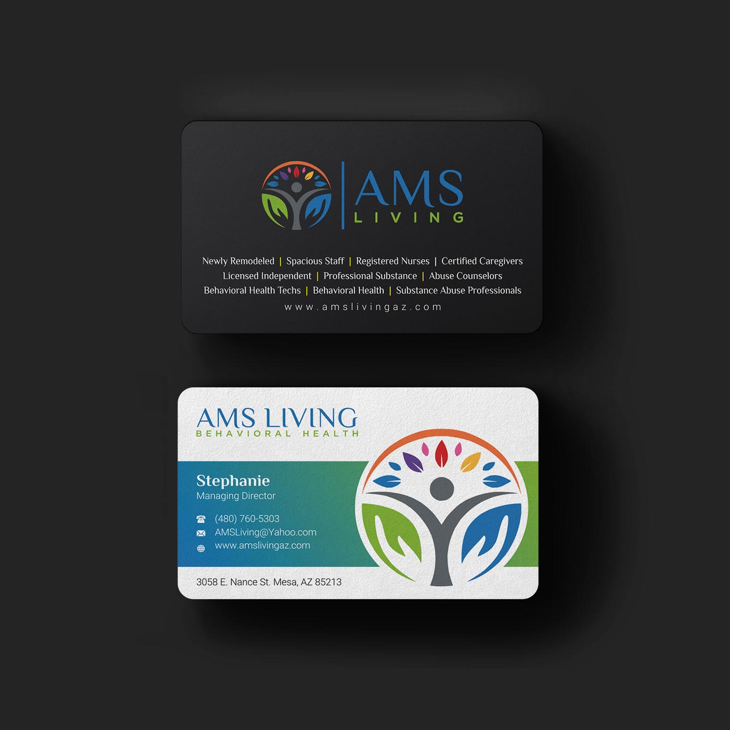 Business Card Design by INDIAN_Ashok for AMS LIVING, LLC  | Design #27728763