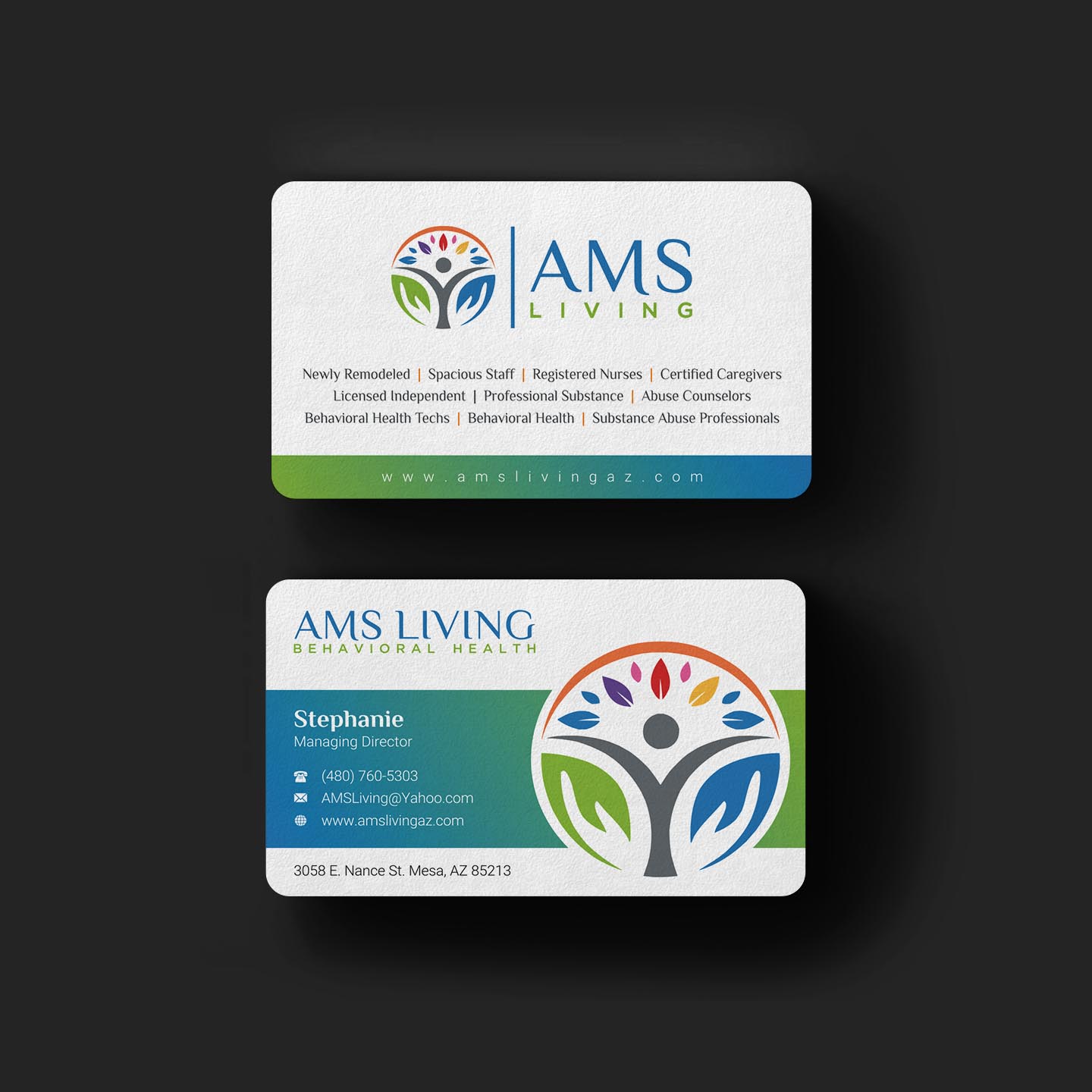 Business Card Design by INDIAN_Ashok for AMS LIVING, LLC  | Design #27733357