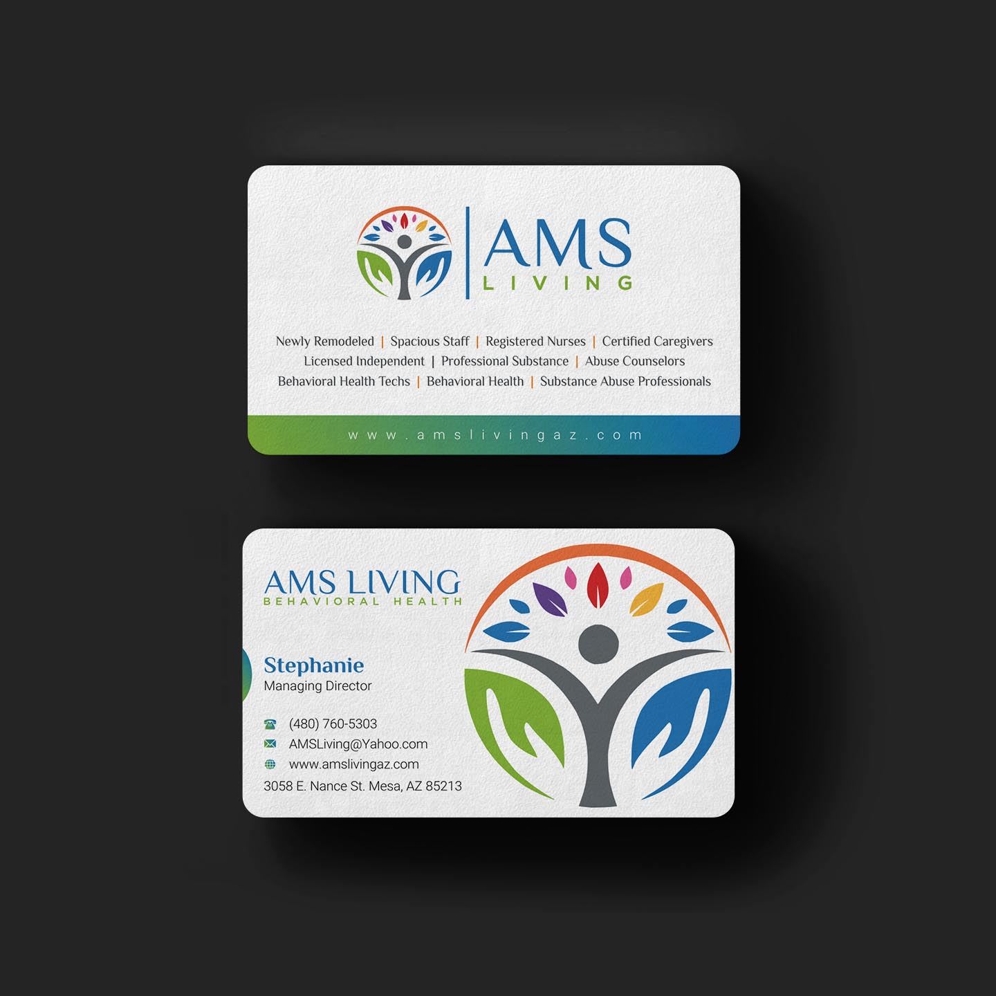 Business Card Design by INDIAN_Ashok for AMS LIVING, LLC  | Design #27733360