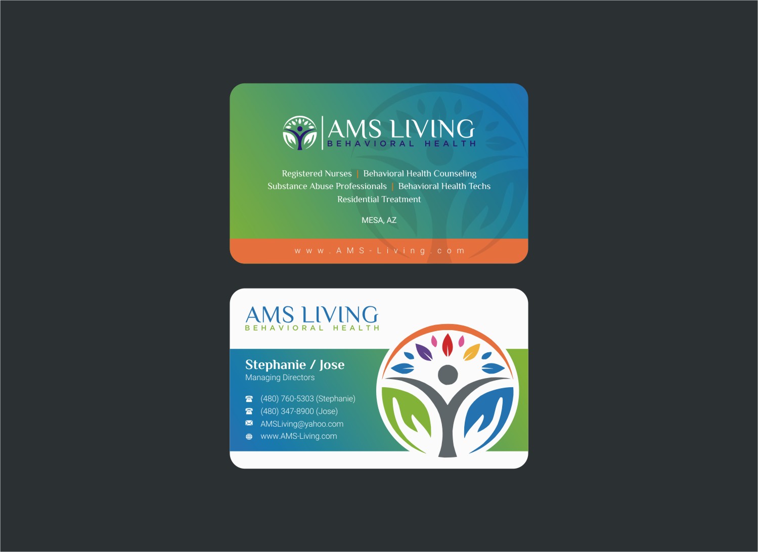 Business Card Design by INDIAN_Ashok for AMS LIVING, LLC  | Design #27759206