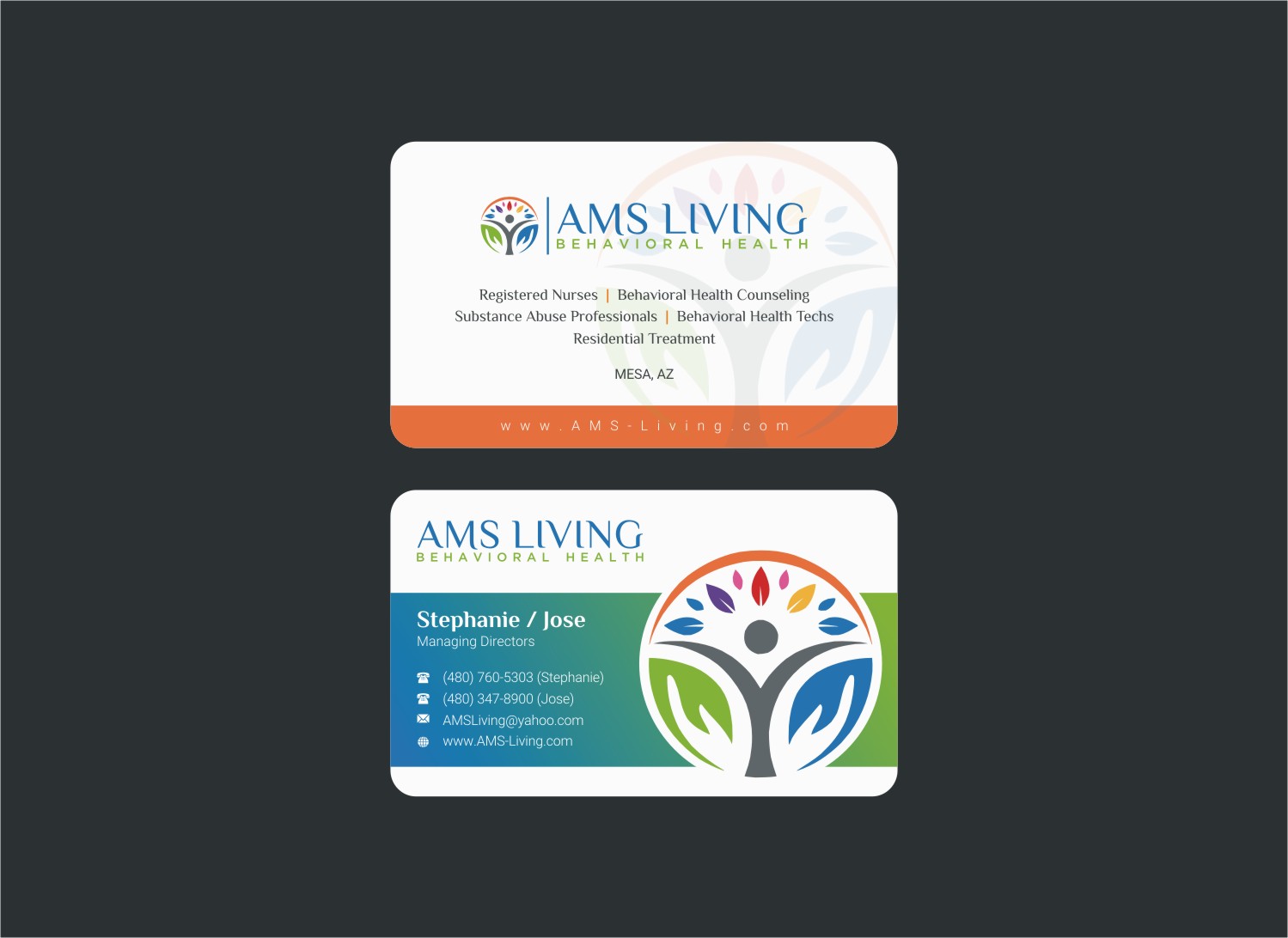 Business Card Design by INDIAN_Ashok for AMS LIVING, LLC  | Design #27759207