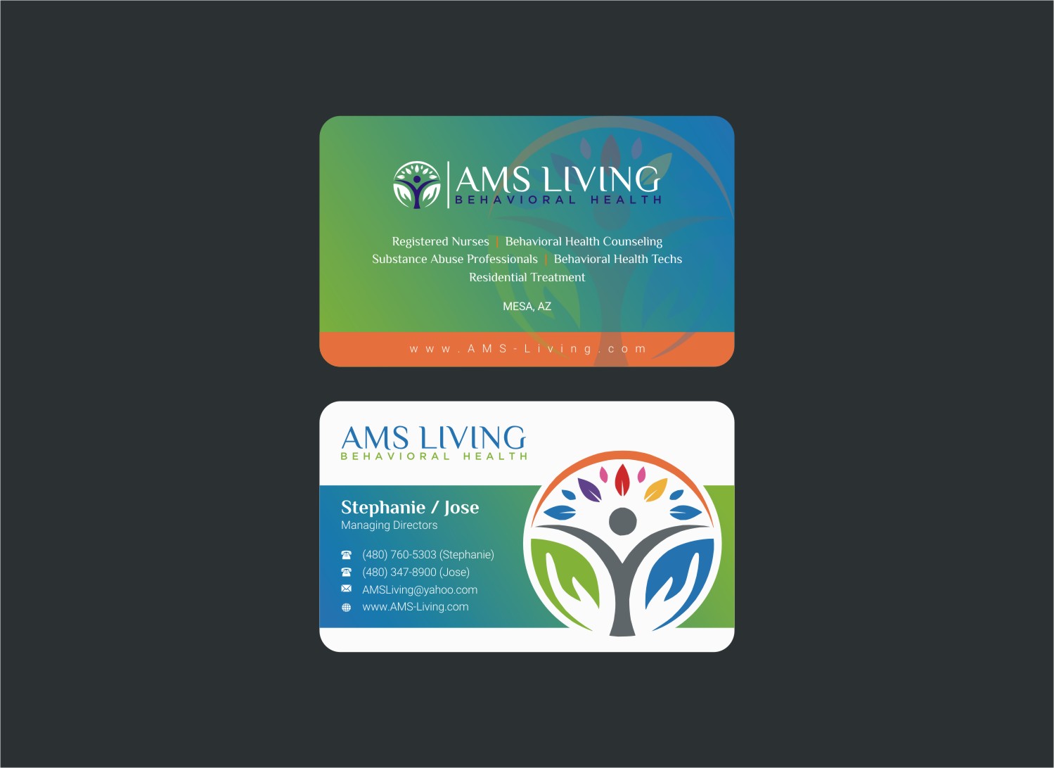 Business Card Design by INDIAN_Ashok for AMS LIVING, LLC  | Design #27759208
