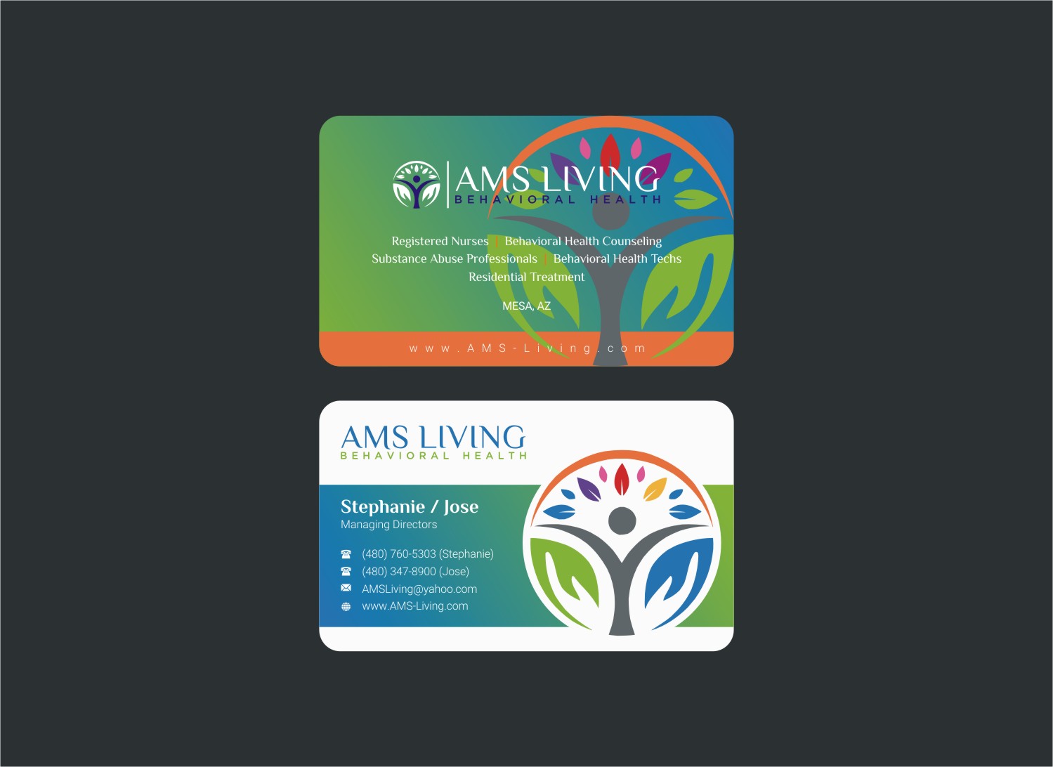 Business Card Design by INDIAN_Ashok for AMS LIVING, LLC  | Design #27759581