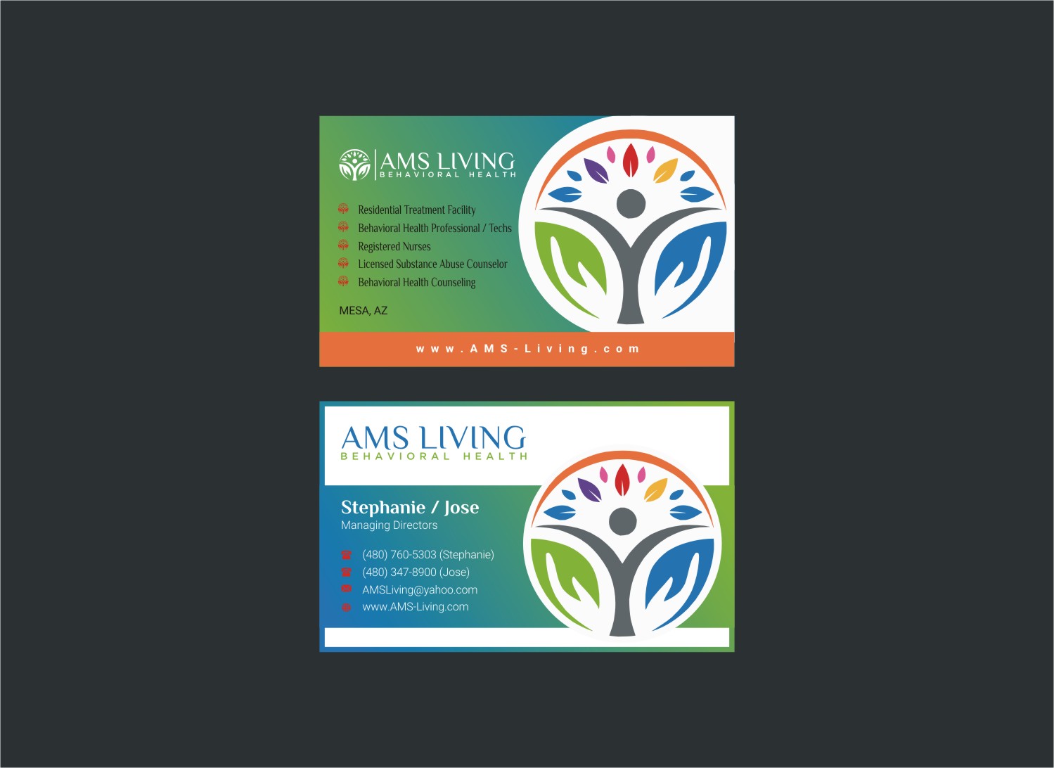 Business Card Design by INDIAN_Ashok for AMS LIVING, LLC  | Design #27810327