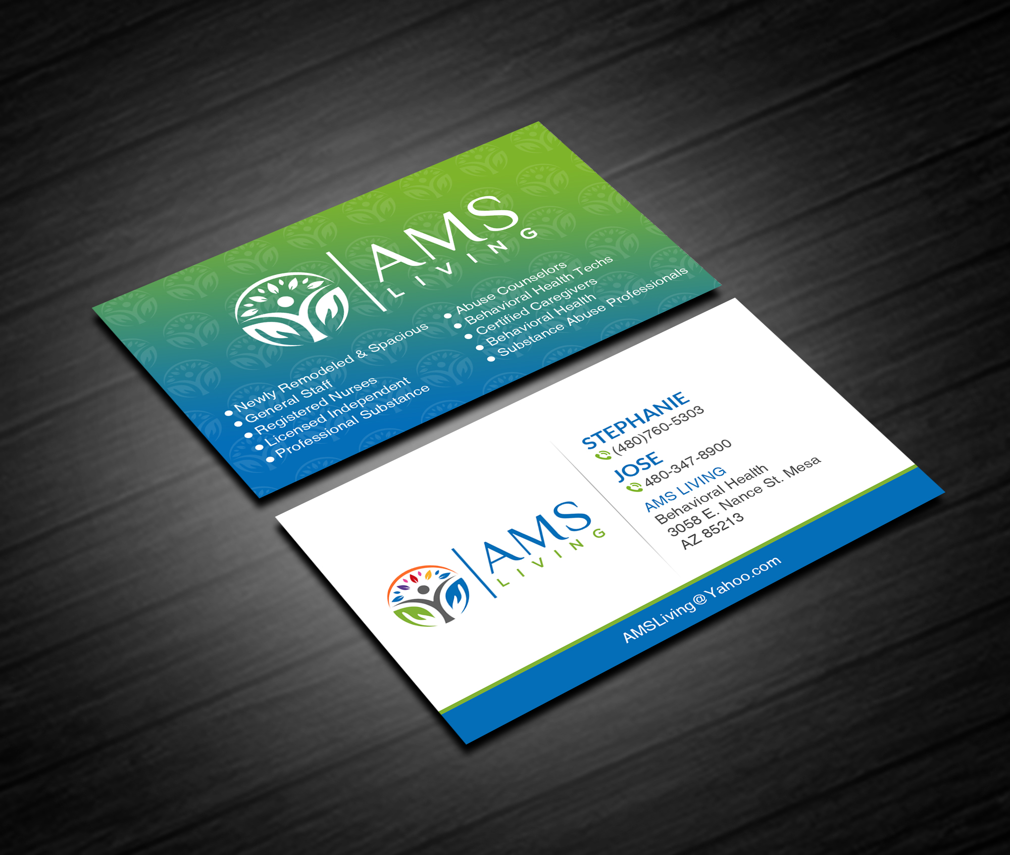 Business Card Design by Creations Box 2015 for AMS LIVING, LLC  | Design #27704793