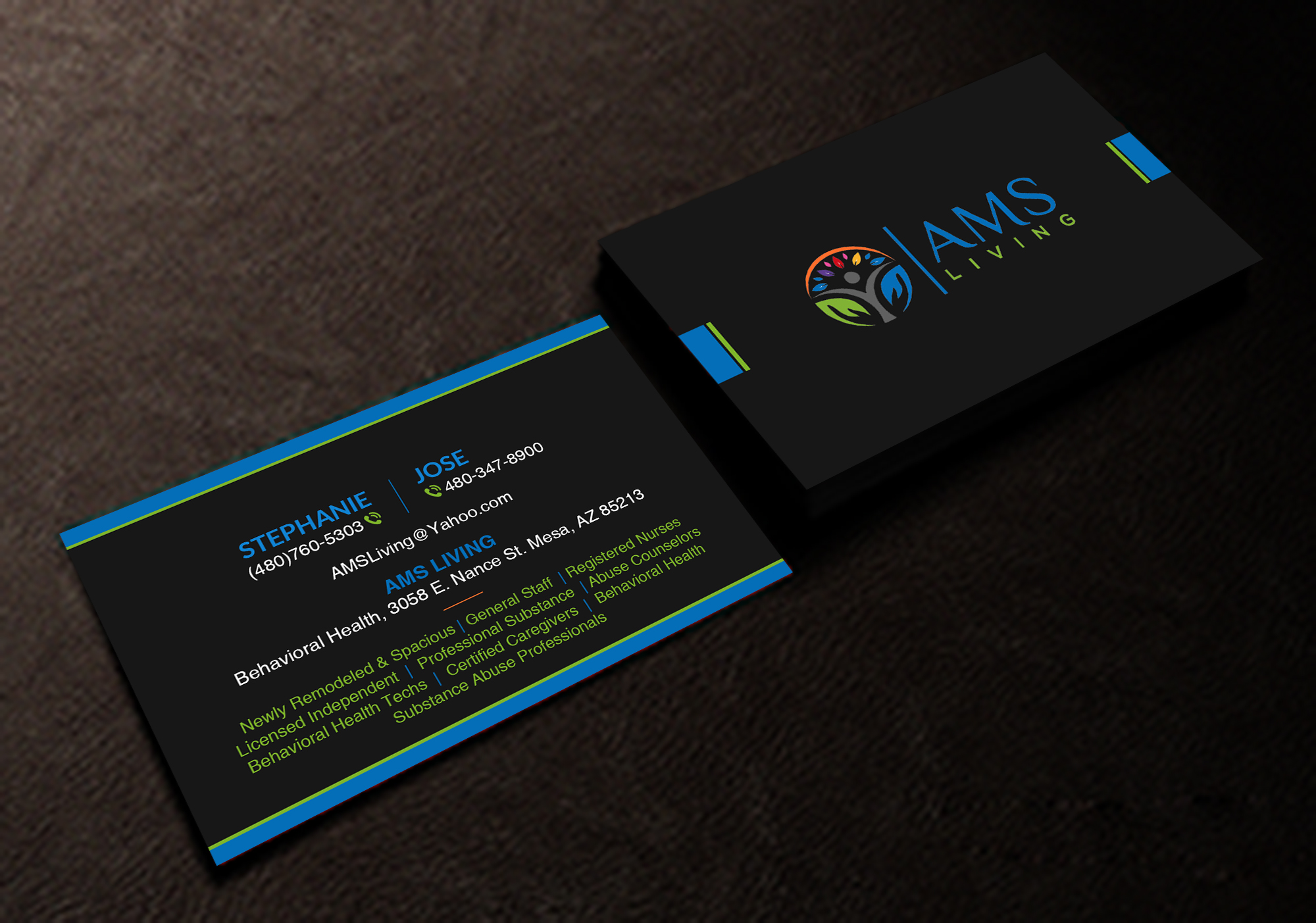 Business Card Design by Creations Box 2015 for AMS LIVING, LLC  | Design #27704822