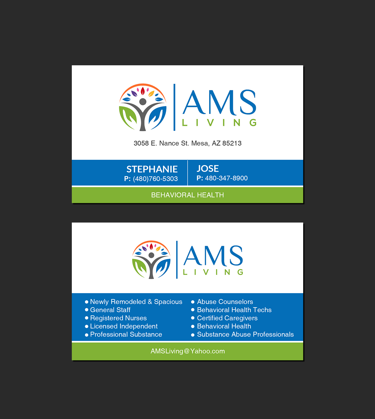 Diseño de Tarjeta de Presentación por Creations Box 2015 para AMS LIVING, LLC  | Diseño #27709555