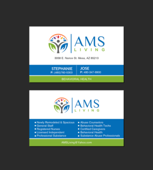 Visitenkarten-Design von Creations Box 2015 für AMS LIVING, LLC  | Design: #27709555