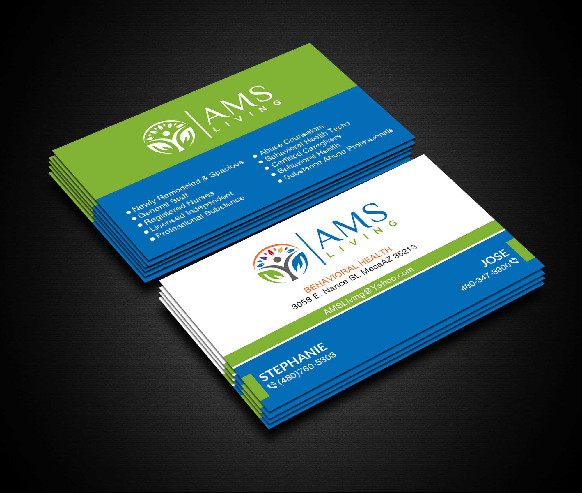 Diseño de Tarjeta de Presentación por Creations Box 2015 para AMS LIVING, LLC  | Diseño #27709558