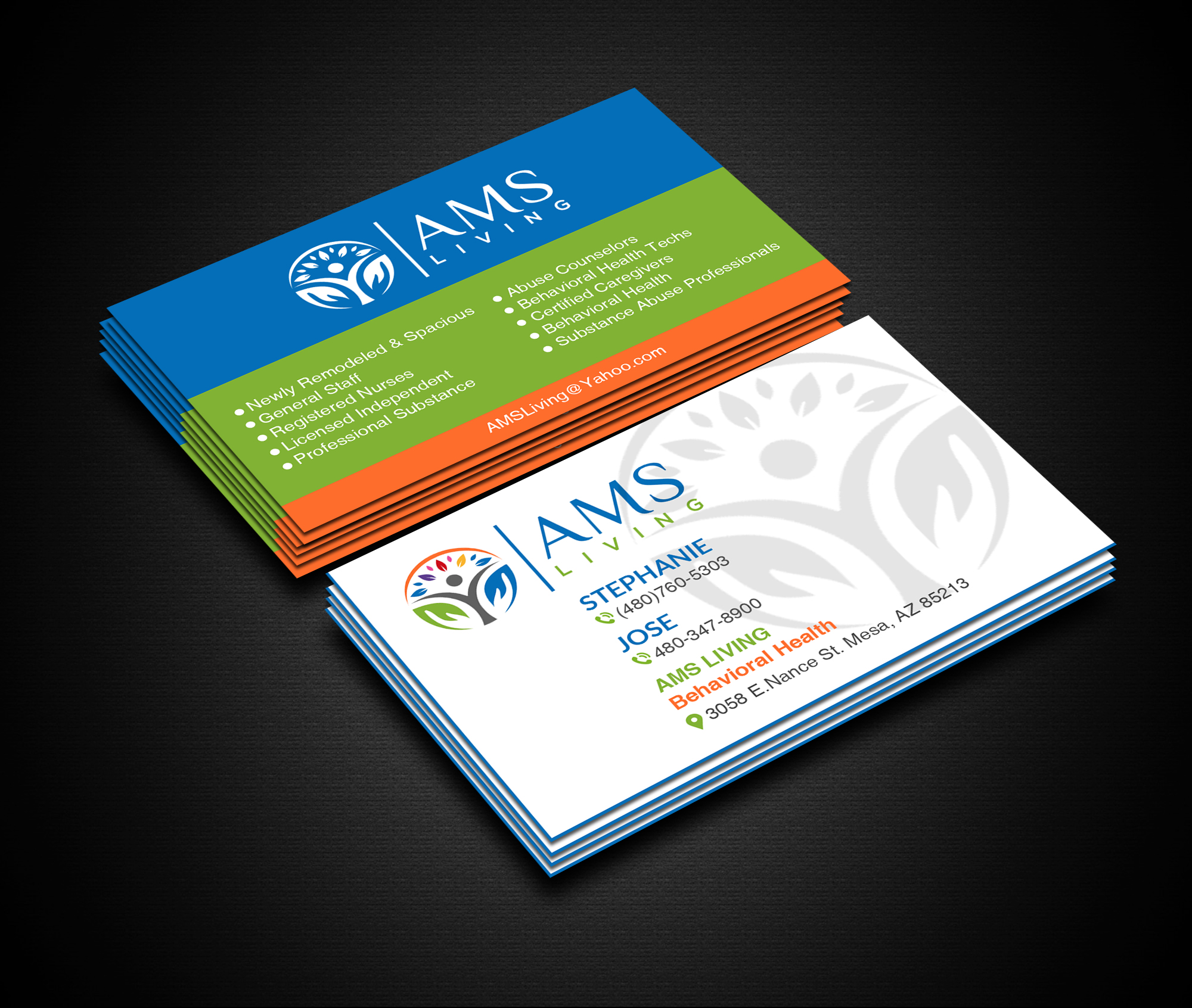 Visitenkarten-Design von Creations Box 2015 für AMS LIVING, LLC  | Design #27709562