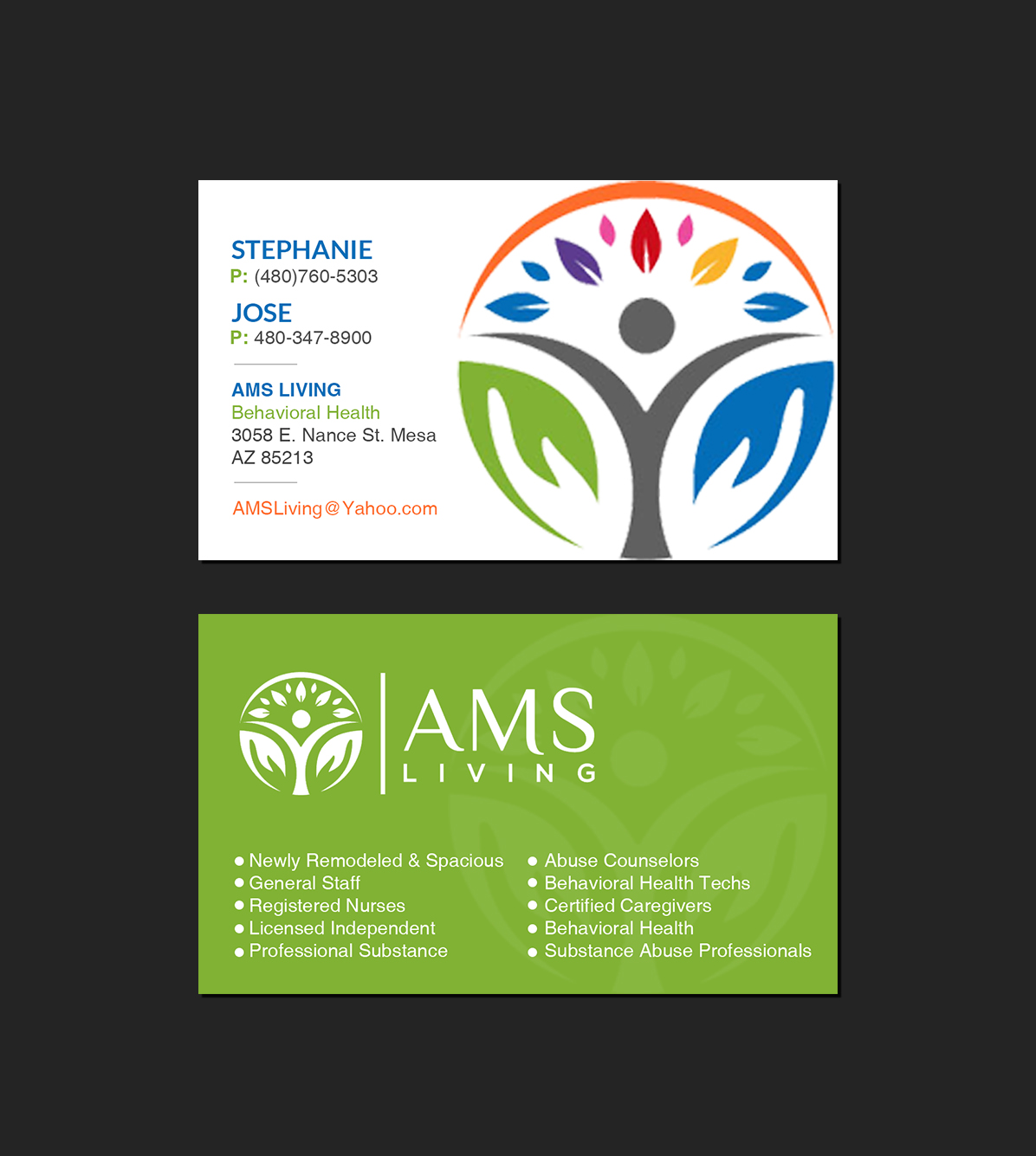 Diseño de Tarjeta de Presentación por Creations Box 2015 para AMS LIVING, LLC  | Diseño #27735980