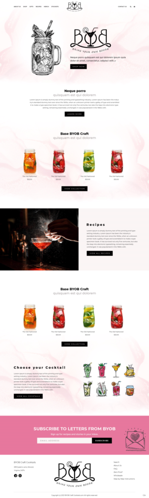 BYOB - Bring Your Own Booze - Craft Cocktails Mixes. | Diseño Web por pb