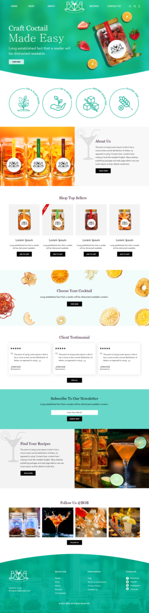 BYOB - Bring Your Own Booze - Craft Cocktails Mixes. | Web Design par sai.designer87