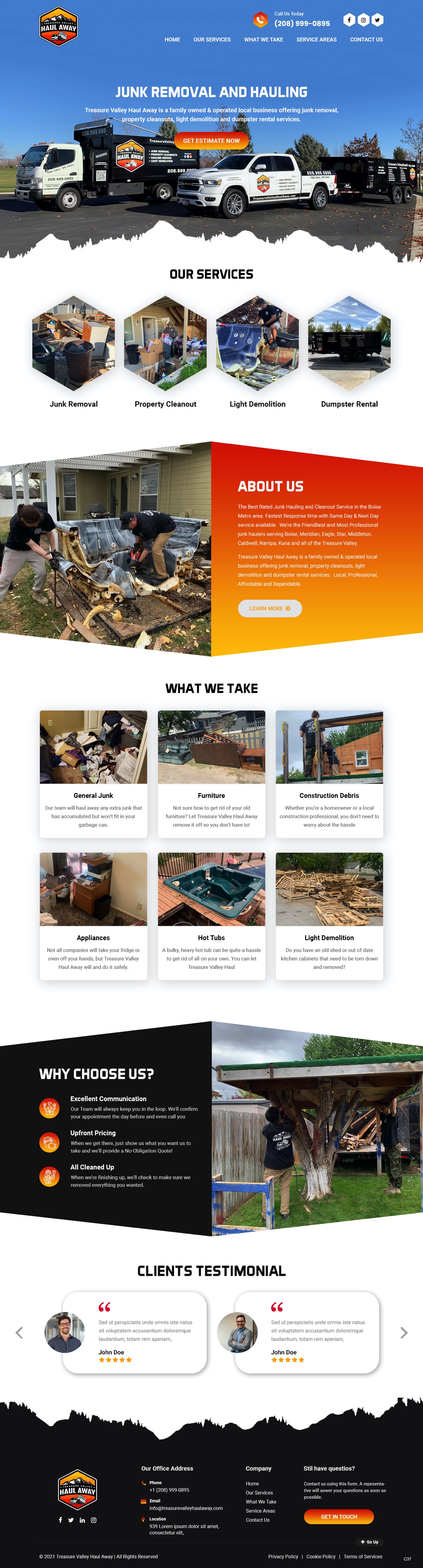 Web Design by pb for Treasure Valley HAUL AWAY | Design #27749912