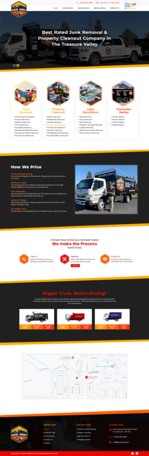 Web Design par Ved Web Services pour Treasure Valley HAUL AWAY | Design #27749219