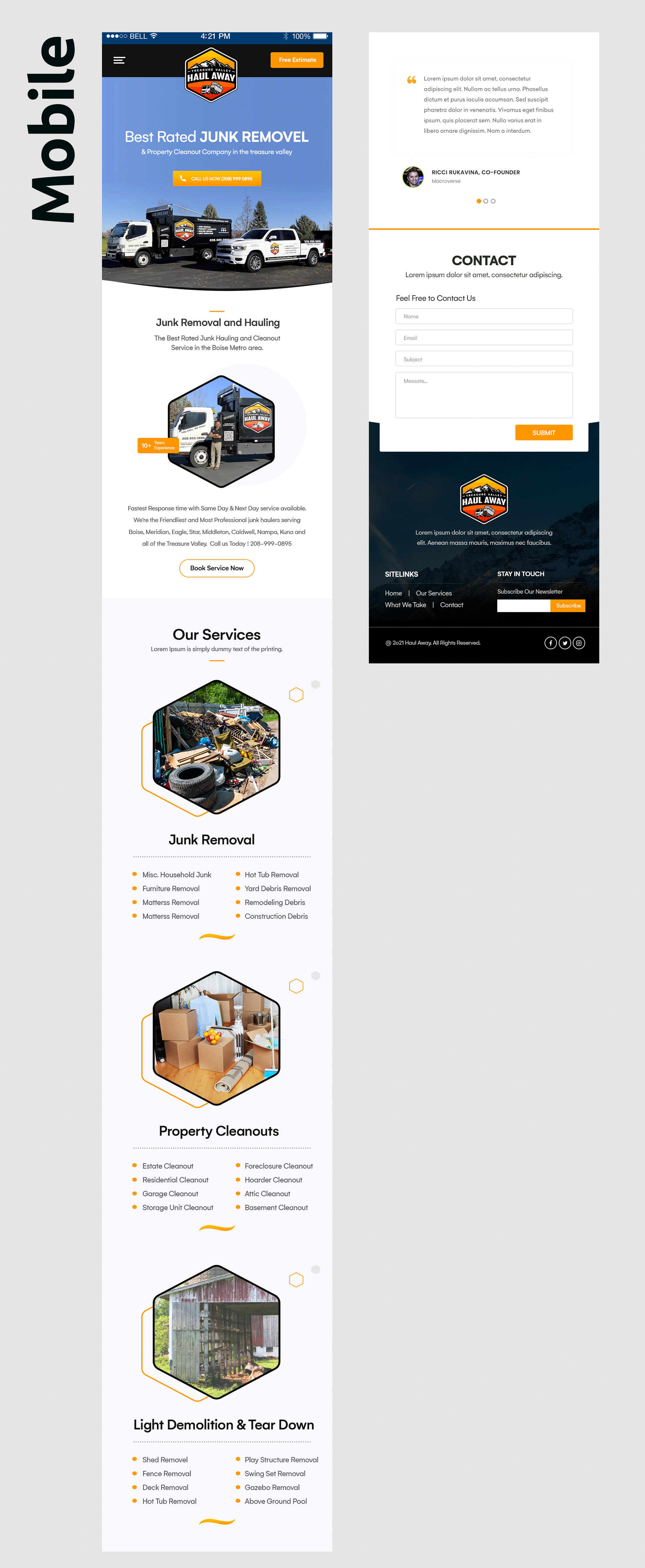 Web Design by Shijo John for Treasure Valley HAUL AWAY | Design #27764726