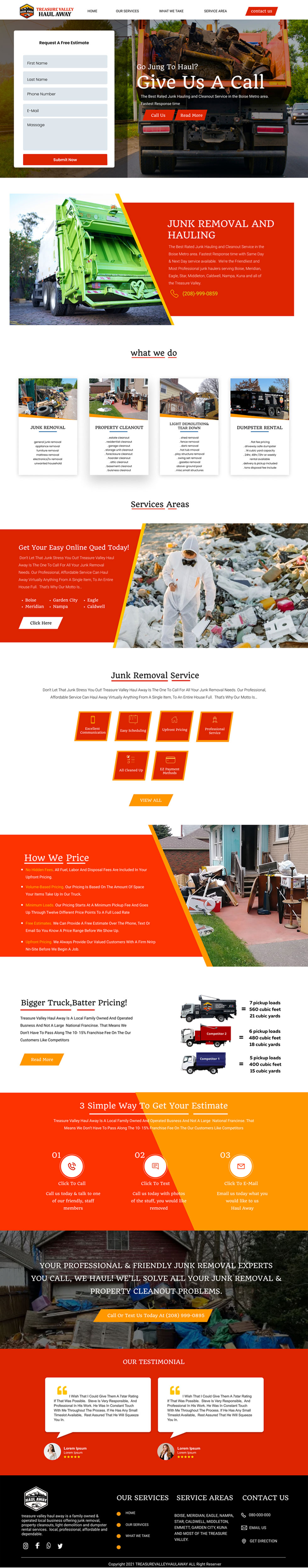 Web Design by Adeel Rahman for Treasure Valley HAUL AWAY | Design #27772086