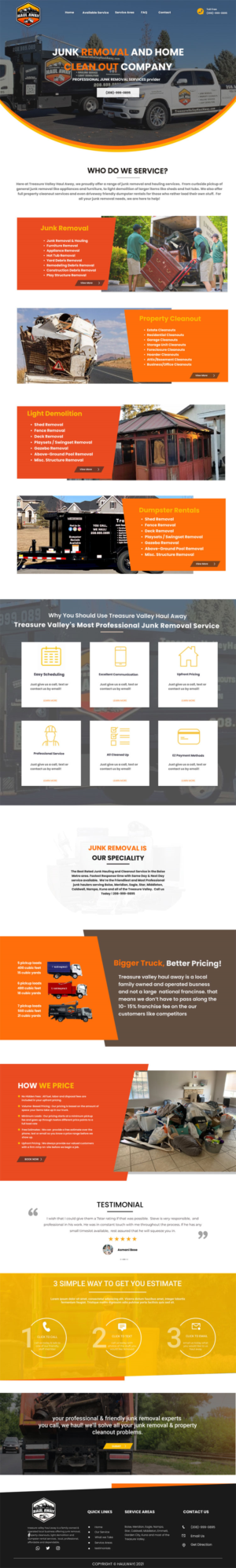 Diseño Web por Adeel Rahman para Treasure Valley HAUL AWAY | Diseño: #27779455