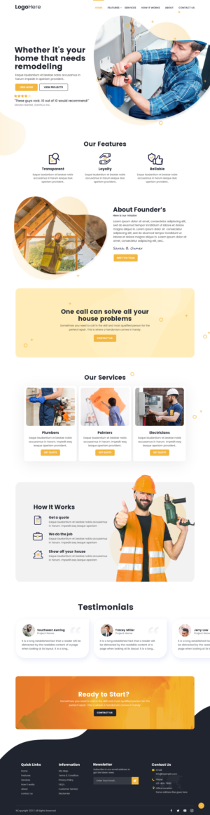 UI Kit for Contractor Websites | Web Design by nzdesigners