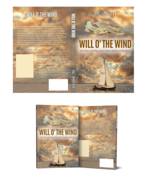 Fictional book front and back cover. Book name is Will O' the Wind | Diseño de portada de libro por Wally_F