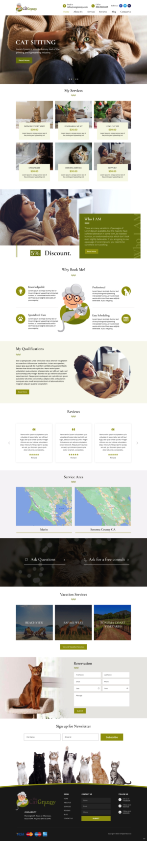 Cat Granny offers loving cat sitting for your precious furbaby. The industry is cat care.  | Web Design par pb