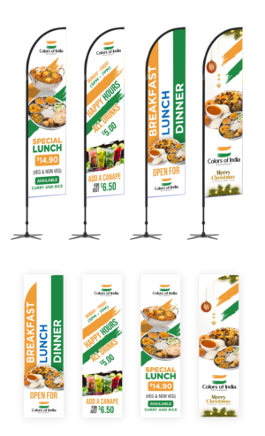 banners,restaurant takeaway menu,catering packages for function room and takeaway | Werbe-Design von debdesign