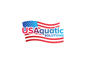 In front of flag design say, USAquatic Solutions | Logo Design by BNdesigner