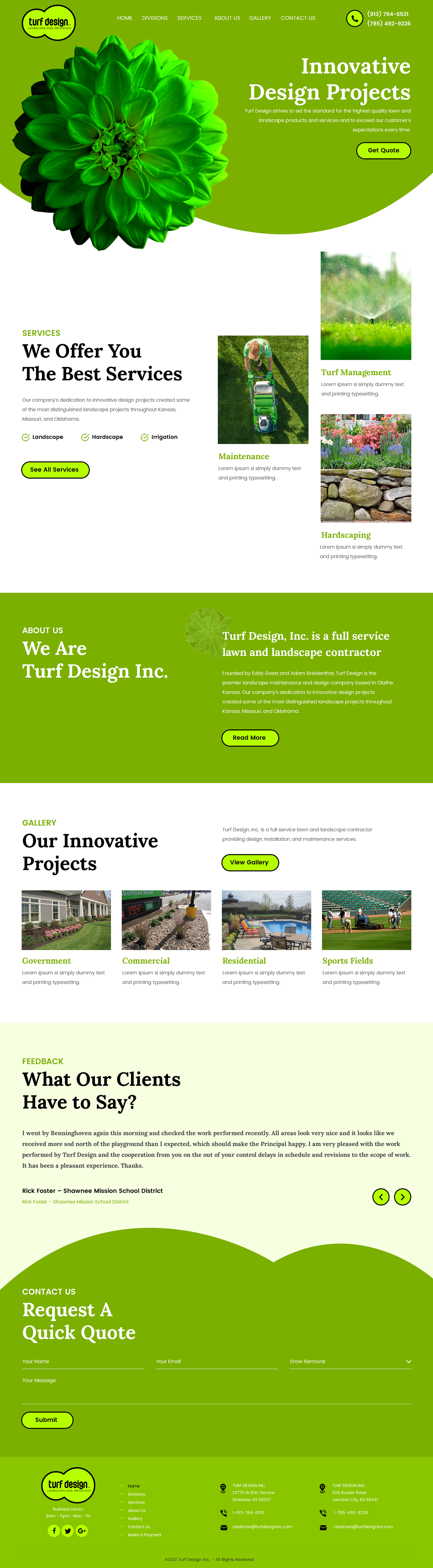 Web Design by rightway for Turf Design Inc | Design #27805011