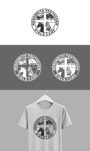 Retro logo update - crest with horses, canoe, fire, and scripture. | Grafik-Design von sokhamadz
