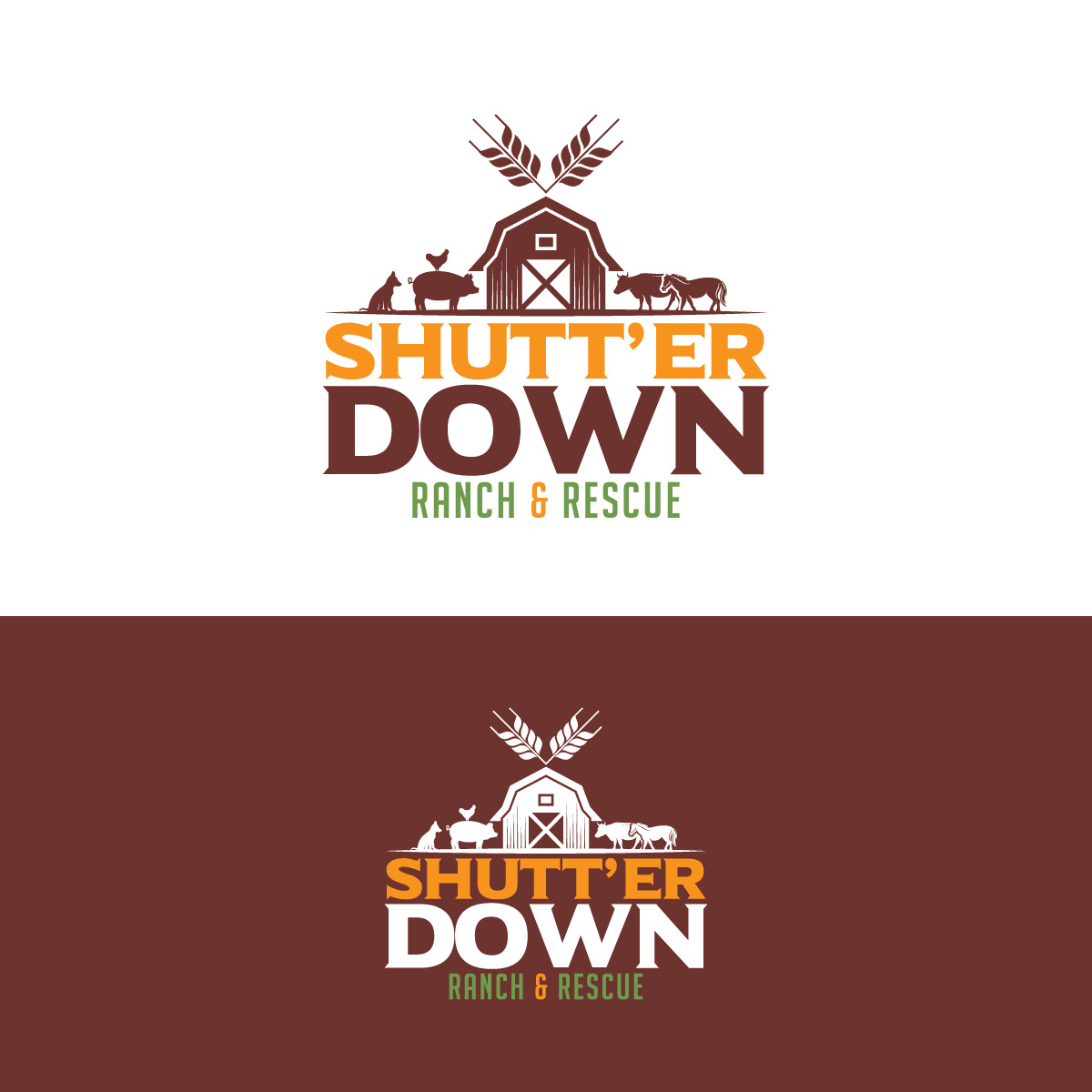 Logo Design by brand maker for Shutt’er Down Ranch and Rescue | Design #27852285