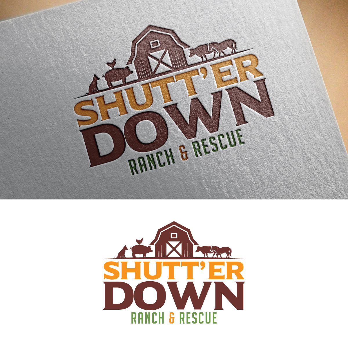 Logo Design by brand maker for Shutt’er Down Ranch and Rescue | Design #27854710