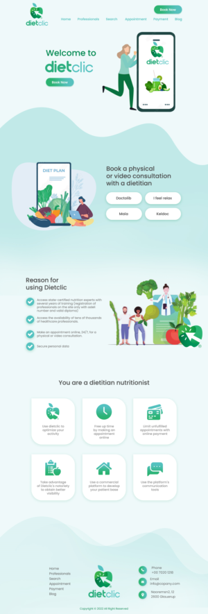 Dietclic, site for appointments between nutritionists and patients | Web-Design von MAHABA