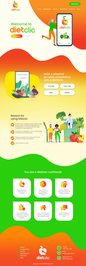 Dietclic, site for appointments between nutritionists and patients | Web-Design von MAHABA
