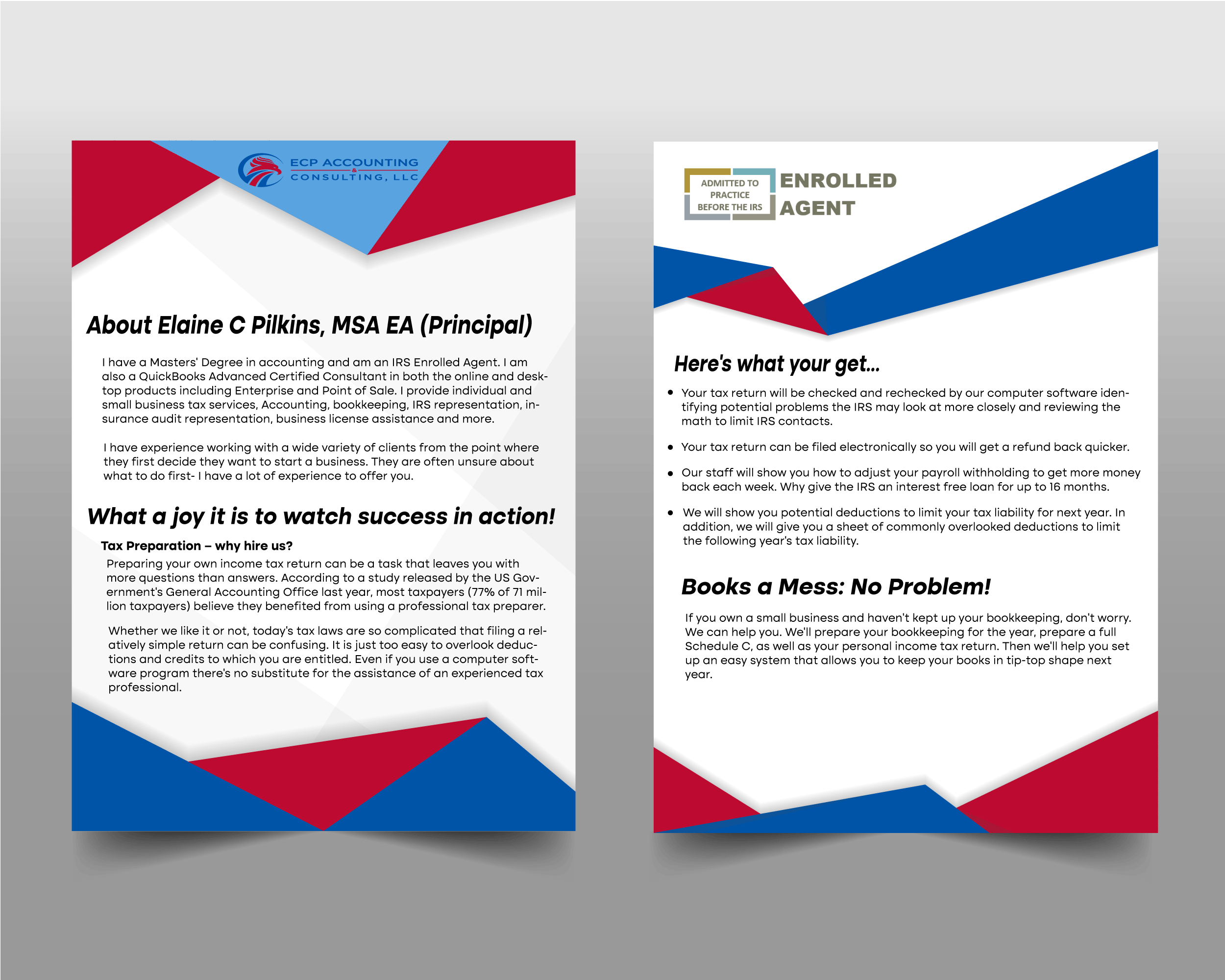 Design de Brochure par Adeel Rahman pour ECP Accounting & Consulting, LLC | Design #27896192