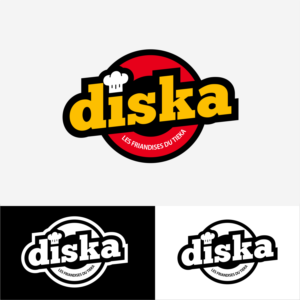 the text logo is: diska. diska mean les friandises du tieka. So diska, les friandises di tieka. | Logo Design by ThiagoB