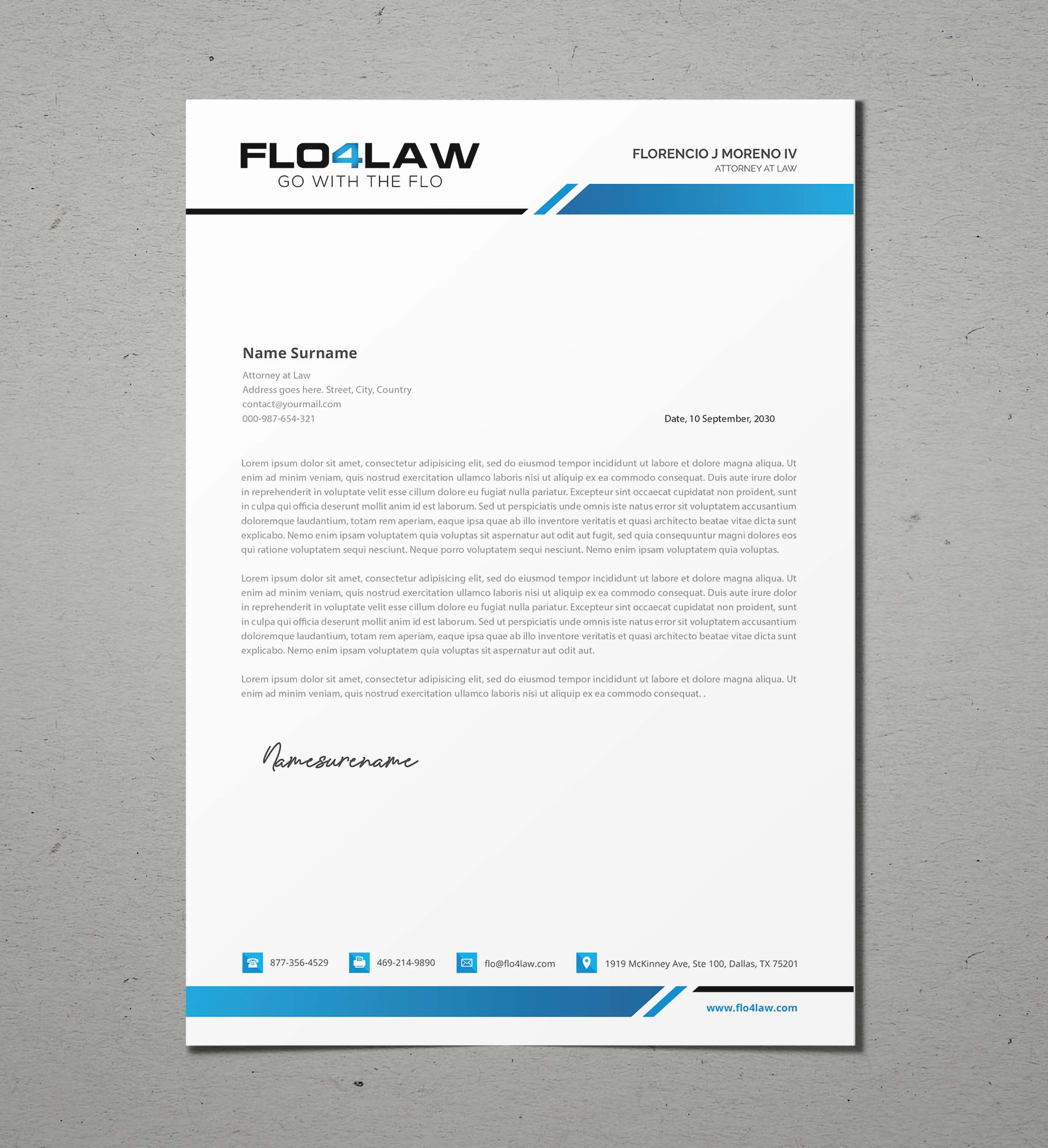 Letterhead Design by Tilt for Florencio J Moreno IV | Design #27915799