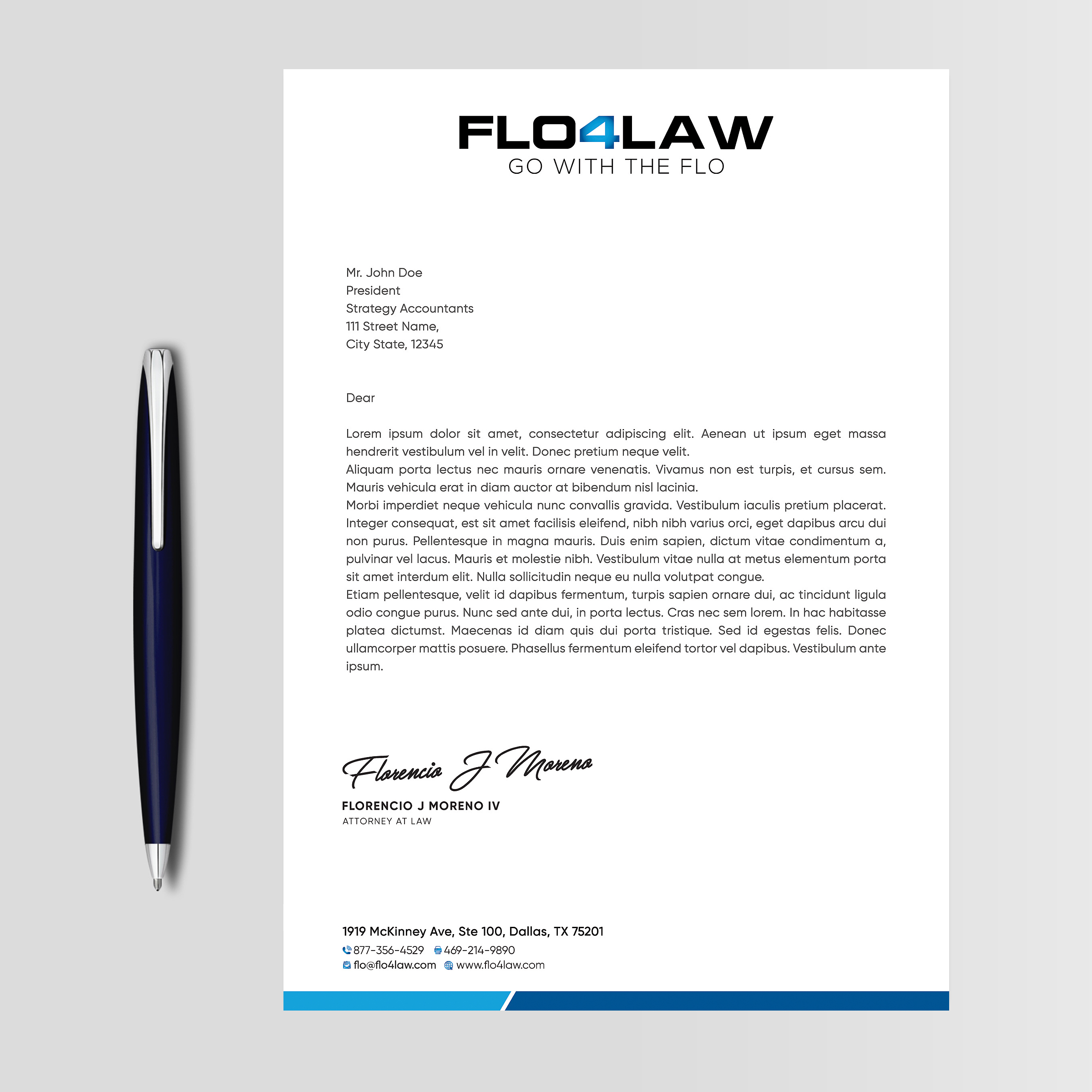 Letterhead Design by Designers Hub for Florencio J Moreno IV | Design #27898725